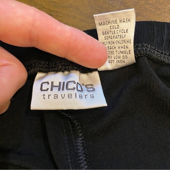 Chico’s 3 (XL 16) Travelers Pants Stretchy Black Cropped High Rise Side Slits - Picture 8 of 11